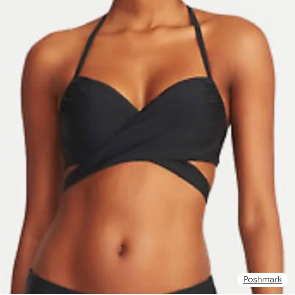 Aerie Black Wrap Bikini Top